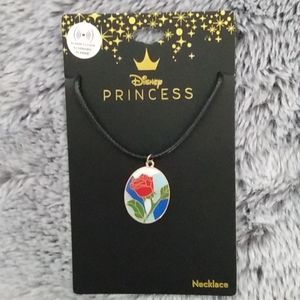 Disney Beauty & the Beast Stained Glass Rose Corded Necklace Pendant
